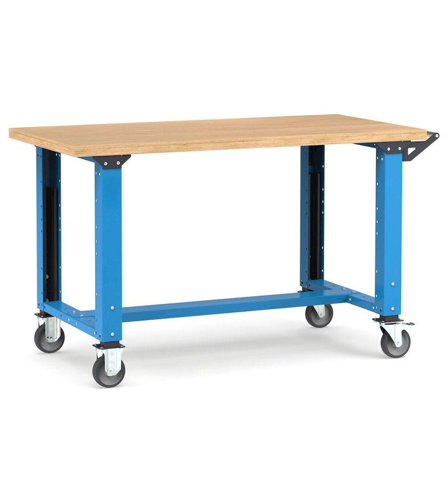 [MASTERMR1504] Banco con ruote Work Master – 1500 × 750 × 921/1271 mm, Blu + Grigio antracite (RAL 5012+7016)