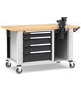 [MASTERMR1569] Banco professionale con ruote, 4 cassetti e morsa, 150 cm, grigio e antracite