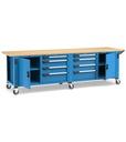 [MASTERMR3068] Banco con ruote con porte con 8 cassetti 2x100 4x150 2x200 2xPR Work Master – H 921/1271 mm – Blu + Grigio antracite (RAL 5012+7016)