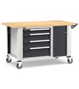 Banco professionale con ruote, 4 cassetti e morsa, 150 cm, grigio e antracite – foto 2