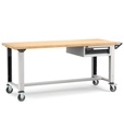 [MASTERMR2009] Banco con ruote con 1 cassetto 1x100 Work Master – H 921/1271 mm – 2000 × 750 × 921/1271 mm, Grigio chiaro + Grigio antracite (RAL 7035+7016)