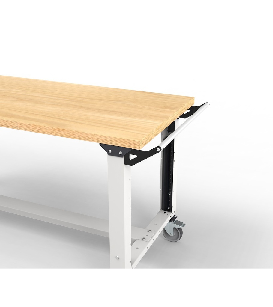 Banco con ruote con 1 cassetto 1x100 Work Master – H 921/1271 mm – 2000 × 750 × 921/1271 mm, Grigio chiaro + Grigio antracite (RAL 7035+7016) – foto 5