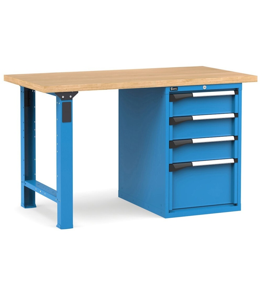 [MASTERWR1526] Banco con 4 cassetti 3x150 1x300 Work Master – H 890 mm – 1500 × 750 × 890 mm, Blu + Grigio antracite (RAL 5012+7016)