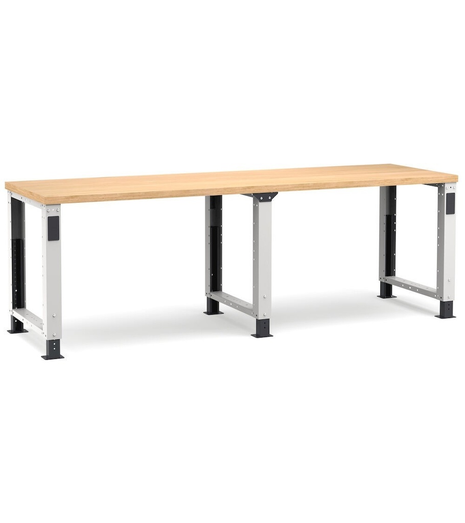 [MASTERWR2503] Banco da lavoro Work Master regolabile in altezza – 2500 × 750 × 765/1115 mm, Grigio chiaro + Grigio antracite (RAL 7035+7016)