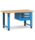 [MASTERWR1516] Banco con 3 cassetti 1x50 1x100 1x150 Work Master – H 765/1115 mm – 1500 × 750 × 765/1115 mm, Blu + Grigio antracite (RAL 5012+7016)