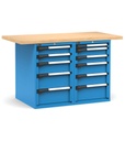 [MASTERWR1562] Banco con 11 cassetti 1x50 4x100 3x150 3x200 Work Master – H 890 mm – 1500 × 750 × 890 mm, Blu (RAL 5012)