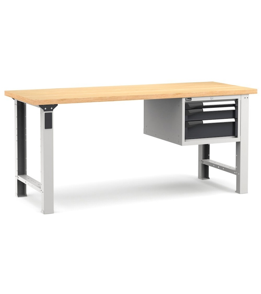 [MASTERWR2013] Banco con 3 cassetti 1x50 1x100 1x150 Work Master – H 890 mm – 2000 × 750 × 890 mm, Grigio chiaro + Grigio antracite (RAL 7035+7016)