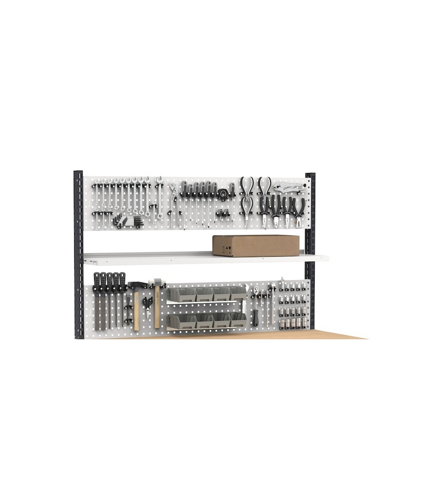 Banco con 4 cassetti 1x100 2x150 1x200 Work Master – 1500 × 750 × 2010/2360 mm, Grigio chiaro + Grigio antracite (RAL 7035+7016) – foto 18