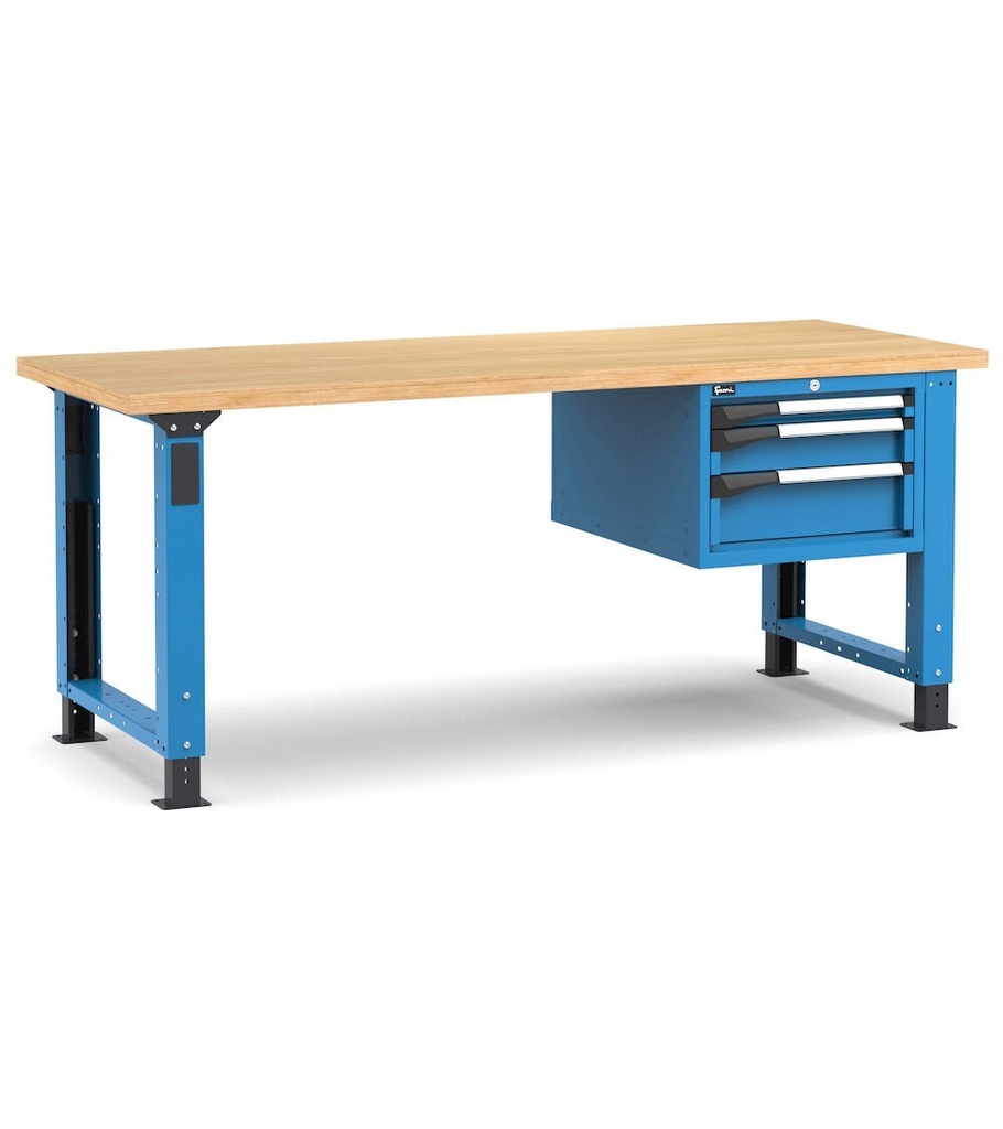 [MASTERWR2016] Banco con 3 cassetti 1x50 1x100 1x150 Work Master – H 765/1115 mm – 2000 × 750 × 765/1115 mm, Blu + Grigio antracite (RAL 5012+7016)