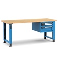 [MASTERWR2016] Banco con 3 cassetti 1x50 1x100 1x150 Work Master – H 765/1115 mm – 2000 × 750 × 765/1115 mm, Blu + Grigio antracite (RAL 5012+7016)