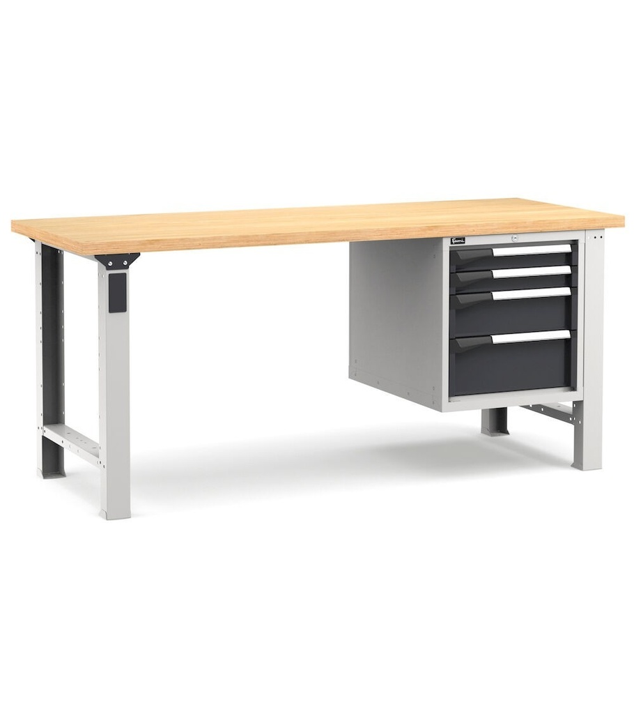 [MASTERWR2019] Banco con 4 cassetti 2x75 1x150 1x200 Work Master – H 890 mm – 2000 × 750 × 890 mm, Grigio chiaro + Grigio antracite (RAL 7035+7016)