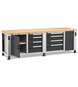 Banco professionale con 8 cassetti porta, ripiano regolabile e morsa, 250 cm, grigio e antracite – foto 2