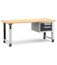 [MASTERWR2015] Banco con 3 cassetti 1x50 1x100 1x150 Work Master – H 765/1115 mm – 2000 × 750 × 765/1115 mm, Grigio chiaro + Grigio antracite (RAL 7035+7016)