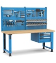[MASTERWR2018] Banco con 3 cassetti 1x50 1x100 1x150 Work Master – H 1708/2058 mm – 2000 × 750 × 1708/2058 mm, Blu + Grigio antracite (RAL 5012+7016)