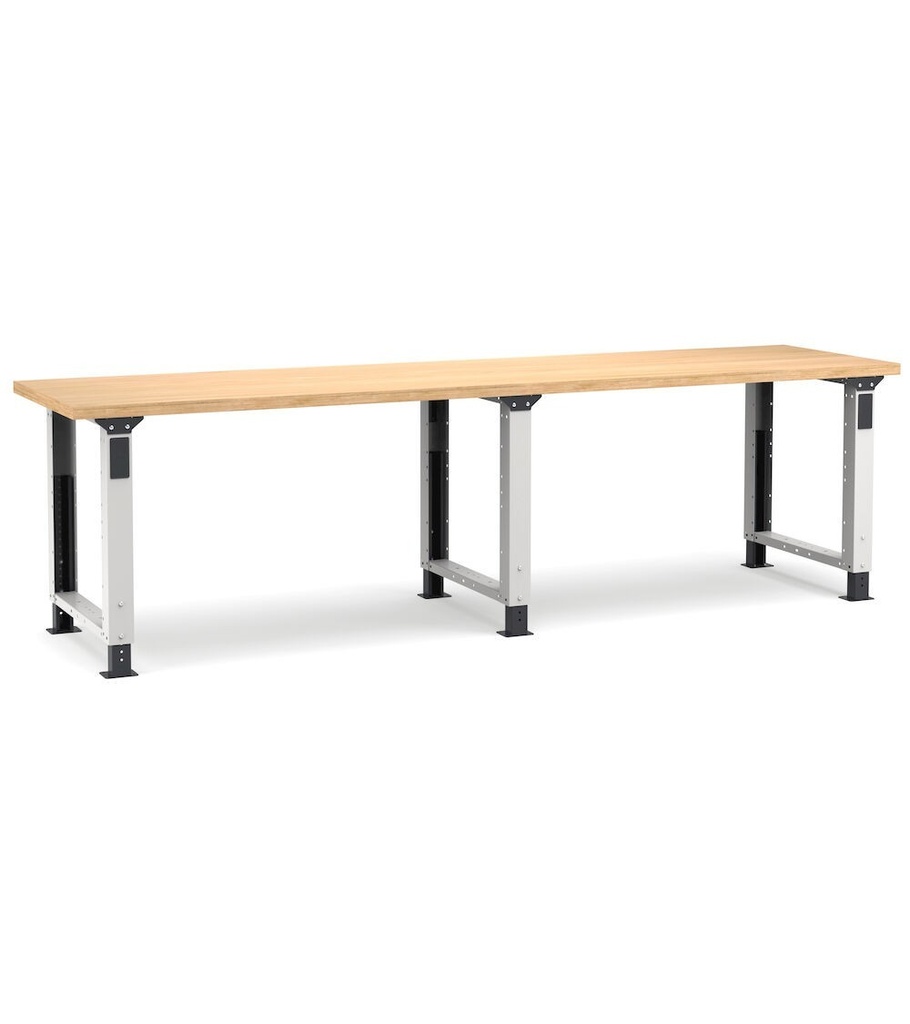 [MASTERWR3003] Banco da lavoro Work Master regolabile in altezza – 3000 × 750 × 765/1115 mm, Grigio chiaro + Grigio antracite (RAL 7035+7016)