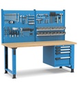 [MASTERWR2024] Banco con 4 cassetti 2x75 1x150 1x200 Work Master – H 1708/2058 mm – 2000 × 750 × 1708/2058 mm, Blu + Grigio antracite (RAL 5012+7016)