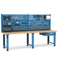 [MASTERWR3012] Banco con 1 cassetto 1x100 Work Master – H 1708/2058 mm – 3000 × 750 × 1708/2058 mm, Blu + Grigio antracite (RAL 5012+7016)