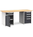 [MASTERWR2049] Banco con porta con 5 cassetti 1x100 3x150 1x300 1xPR Work Master – H 890 mm – 2000 × 750 × 890 mm, Grigio chiaro + Grigio antracite (RAL 7035+7016)