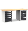 [MASTERWR2055] Banco con 9 cassetti 2x100 4x150 2x200 1x300 Work Master – H 890 mm – 2000 × 750 × 890 mm, Grigio chiaro + Grigio antracite (RAL 7035+7016)