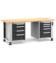 [MASTERWR2057] Banco con 9 cassetti 2x75 2x100 3x150 2x200 Work Master – H 765/1115 mm – 2000 × 750 × 765/1115 mm, Grigio chiaro + Grigio antracite (RAL 7035+7016)