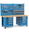 [MASTERWR2060] Banco con 9 cassetti 2x75 2x100 3x150 2x200 Work Master – H 1708/2058 mm – 2000 × 750 × 1708/2058 mm, Blu + Grigio antracite (RAL 5012+7016)
