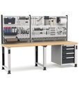 [MASTERWR2529] Banco con 4 cassetti 1x100 2x150 1x200 Work Master – 2500 × 750 × 1708/2058 mm, Grigio chiaro + Grigio antracite (RAL 7035+7016)