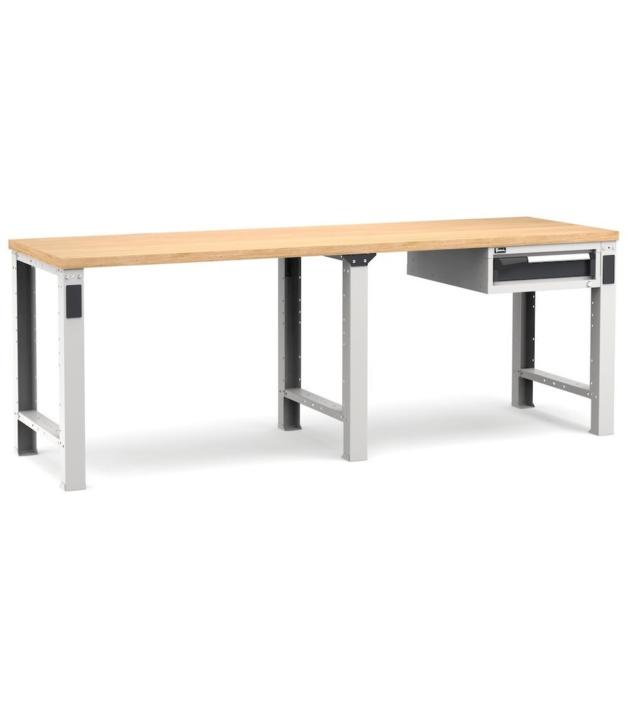 [MASTERWR2507] Banco con 1 cassetto 1x100 Work Master – H 890 mm – 2500 × 750 × 890 mm, Grigio chiaro + Grigio antracite (RAL 7035+7016)