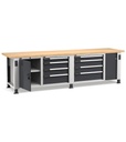 Banco professionale con 8 cassetti, porta, ripiano regolabile e morsa, 300 cm, grigio e antracite – foto 2