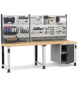 [MASTERWR2547] Banco Work Master regolabile con porta 1xPR e parete porta attrezzi – 2500 × 750 × 1708/2058 mm, Grigio chiaro + Grigio antracite (RAL 7035+7016)