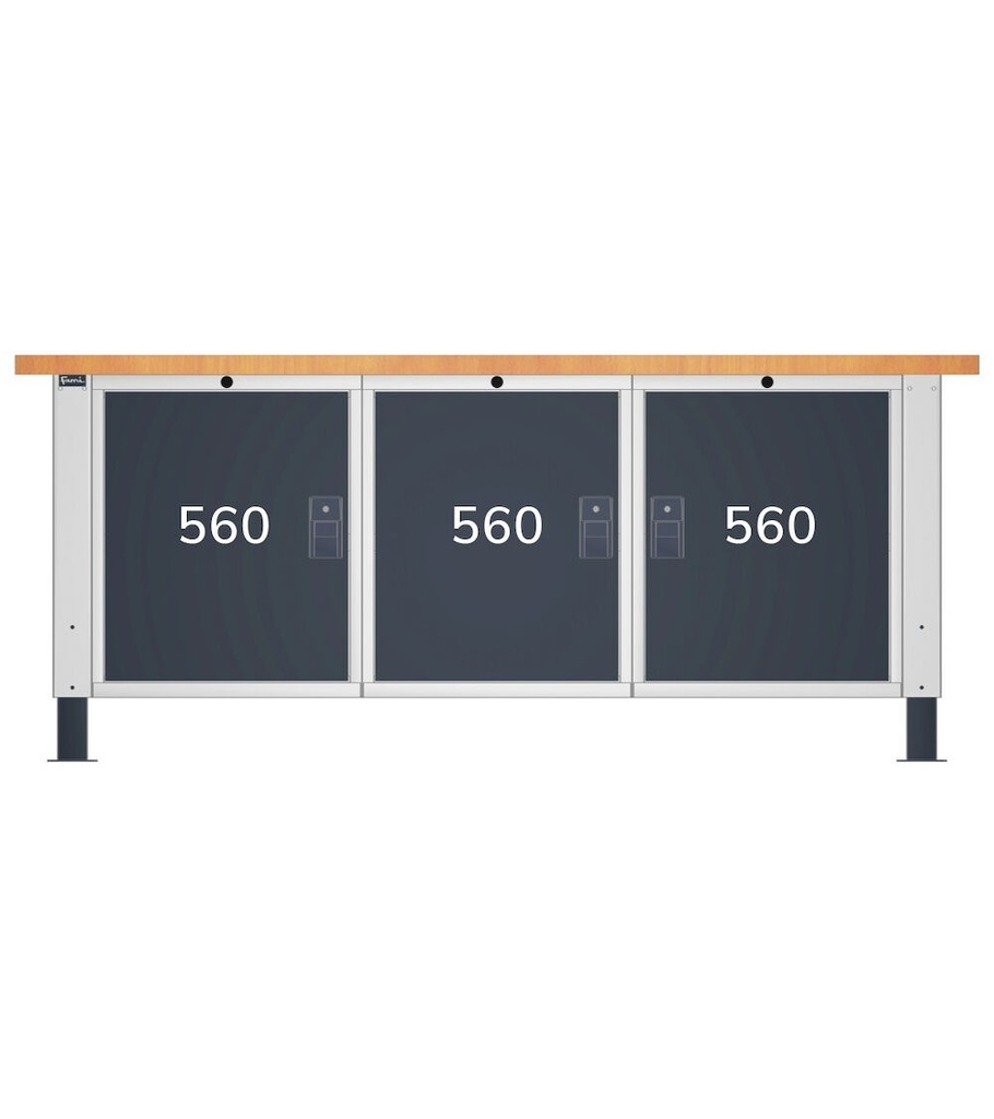 Banco Work Master BR regolabile smontato, piano in multiplex 40 mm – 2000 × 750 × 740/1065 mm – foto 5