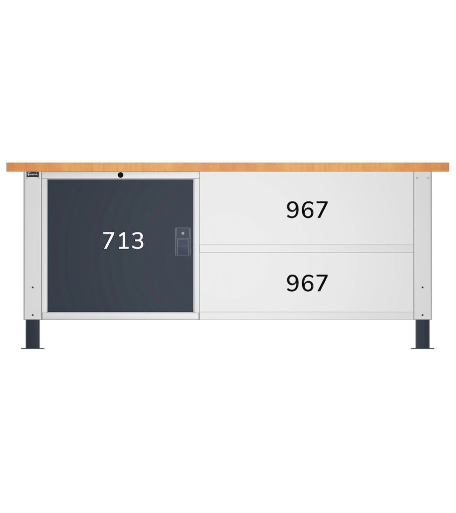 Banco Work Master BR regolabile smontato, piano in multiplex 40 mm – 2000 × 750 × 740/1065 mm – foto 6