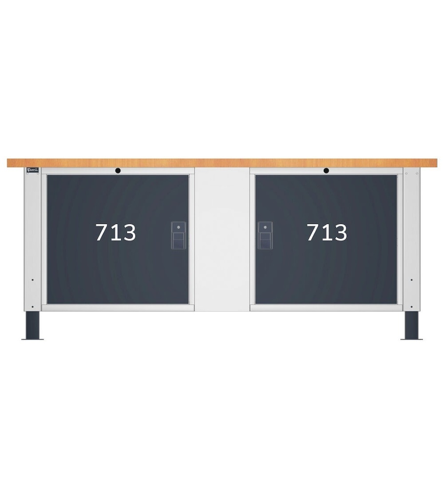 Banco Work Master BR regolabile smontato, piano in multiplex 40 mm – 2000 × 750 × 740/1065 mm – foto 7