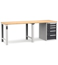 [MASTERWR2531] Banco con 5 cassetti 2x100 1x150 2x200 Work Master – H 890 mm – 2500 × 750 × 890 mm, Grigio chiaro + Grigio antracite (RAL 7035+7016)
