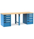 [MASTERWR2556] Banco con 9 cassetti 2x100 4x150 2x200 1x300 Work Master – H 890 mm – 2500 × 750 × 890 mm, Blu + Grigio antracite (RAL 5012+7016)