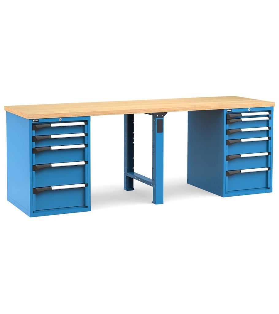 [MASTERWR2562] Banco con 11 cassetti 1x50 4x100 3x150 3x200 Work Master – H 890 mm – 2500 × 750 × 890 mm, Blu + Grigio antracite (RAL 5012+7016)