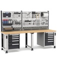 [MASTERWR2565] Banco con 11 cassetti 1x50 4x75 3x100 1x150 2x200 Work Master – H 1708/2058 mm – 2500 × 750 × 1708/2058 mm, Grigio chiaro + Grigio antracite (RAL 7035+7016)