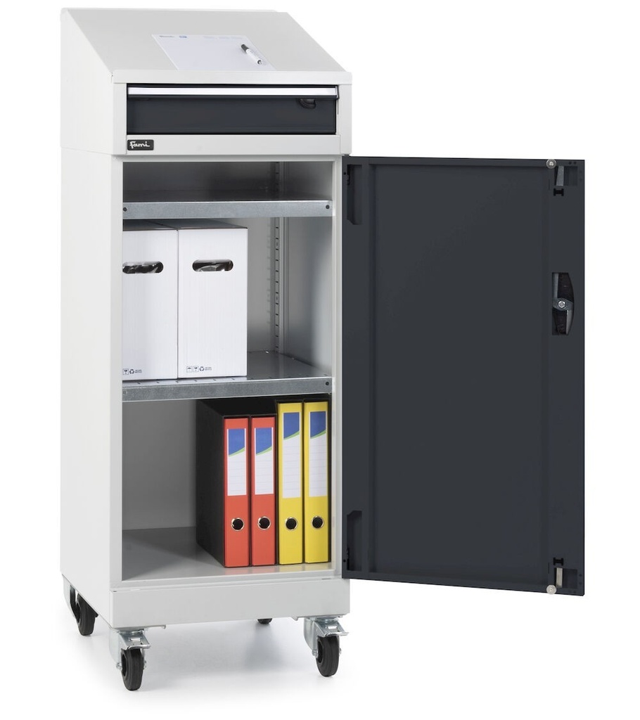 [PERFOM11017] Armadio con porta a battente con leggio Perfom – H 1409 mm – Grigio chiaro + Grigio antracite (RAL 7035+7016)