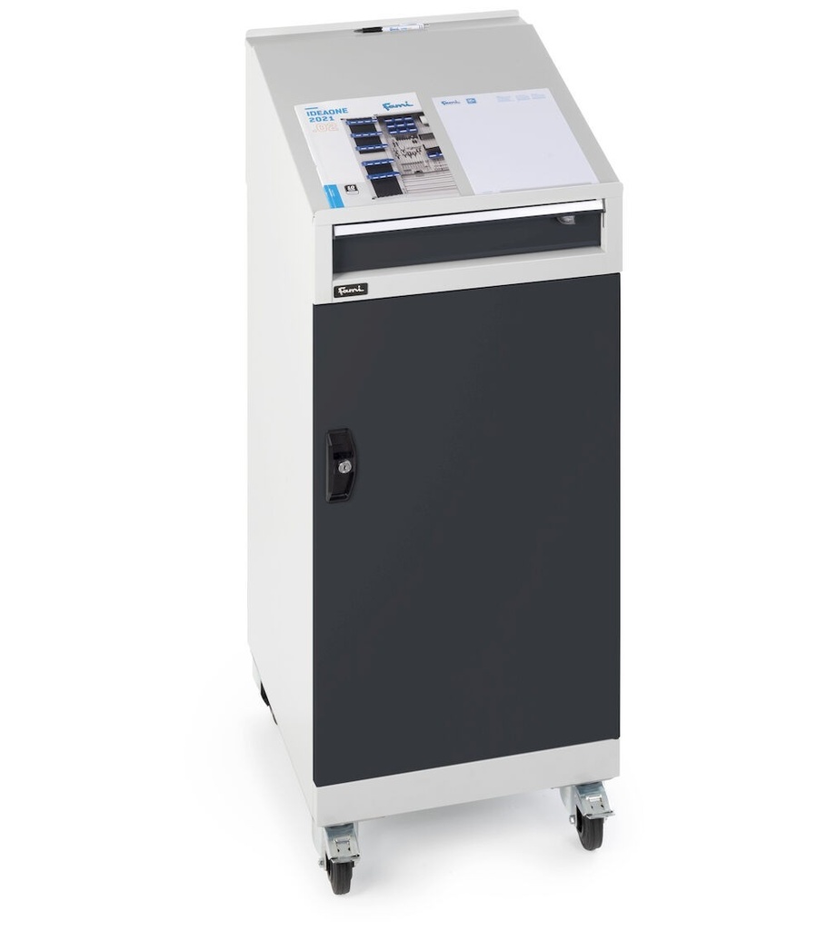 Armadio con porta a battente con leggio Perfom – H 1409 mm – Grigio chiaro + Grigio antracite (RAL 7035+7016) – foto 6