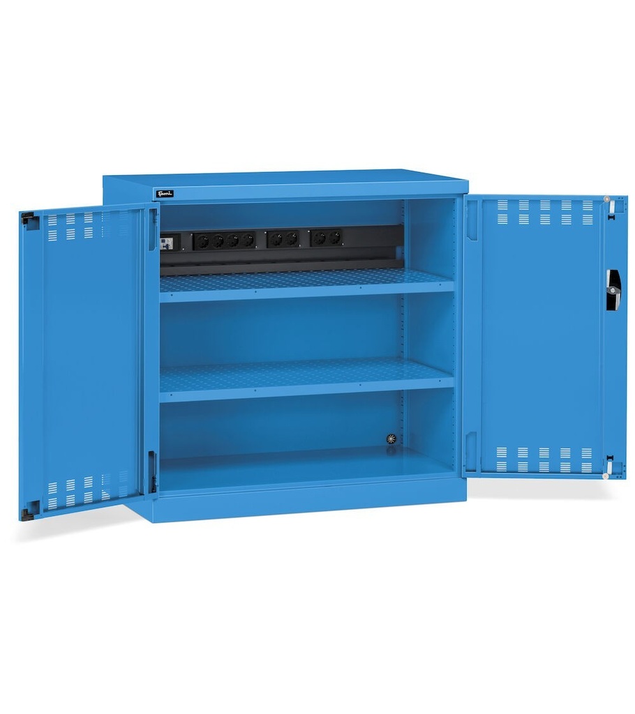 [PERFOM12012] Armadio con ante a battente fessurate, L1023 x P555 x H1000 mm – Blu (RAL 5012) – 1023 × 555 × 1000 mm