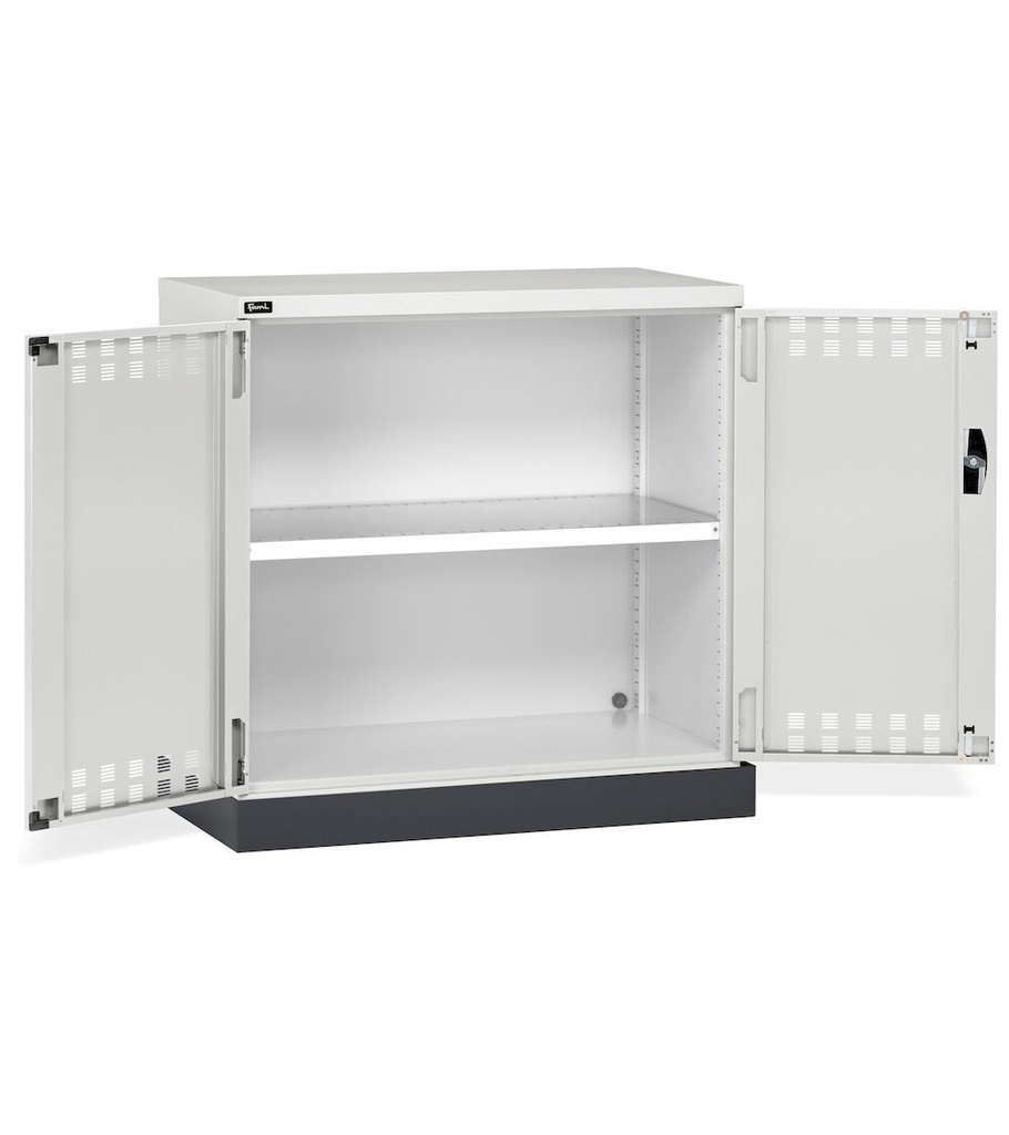 [PERFOM12015] Armadio con porte a battente fessurate Perfom – 1048 × 600 × 1027 mm, Grigio chiaro (RAL 7035)