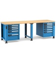 [MASTERWR2564] Banco con 11 cassetti 1x50 4x75 3x100 1x150 2x200 Work Master – H 765/1115 mm – 2500 × 750 × 765/1115 mm, Blu + Grigio antracite (RAL 5012+7016)