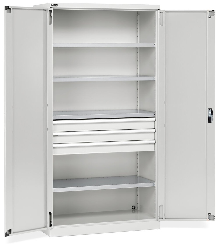 [PERFOM14005] Armadio industriale con 2 porte, 4 ripiani, 3 cassetti, L1023 x P555 x H2000 mm