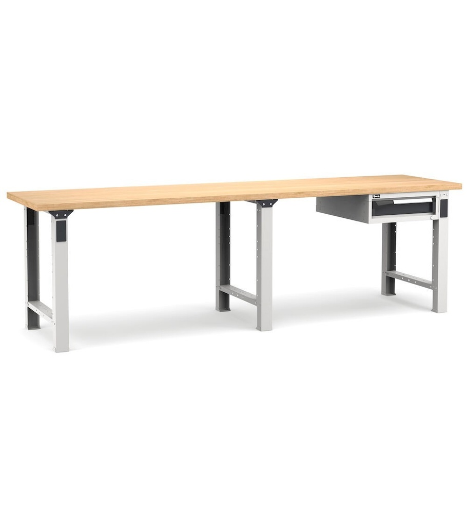 [MASTERWR3007] Banco con 1 cassetto 1x100 Work Master – H 890 mm – 3000 × 750 × 890 mm, Grigio chiaro + Grigio antracite (RAL 7035+7016)