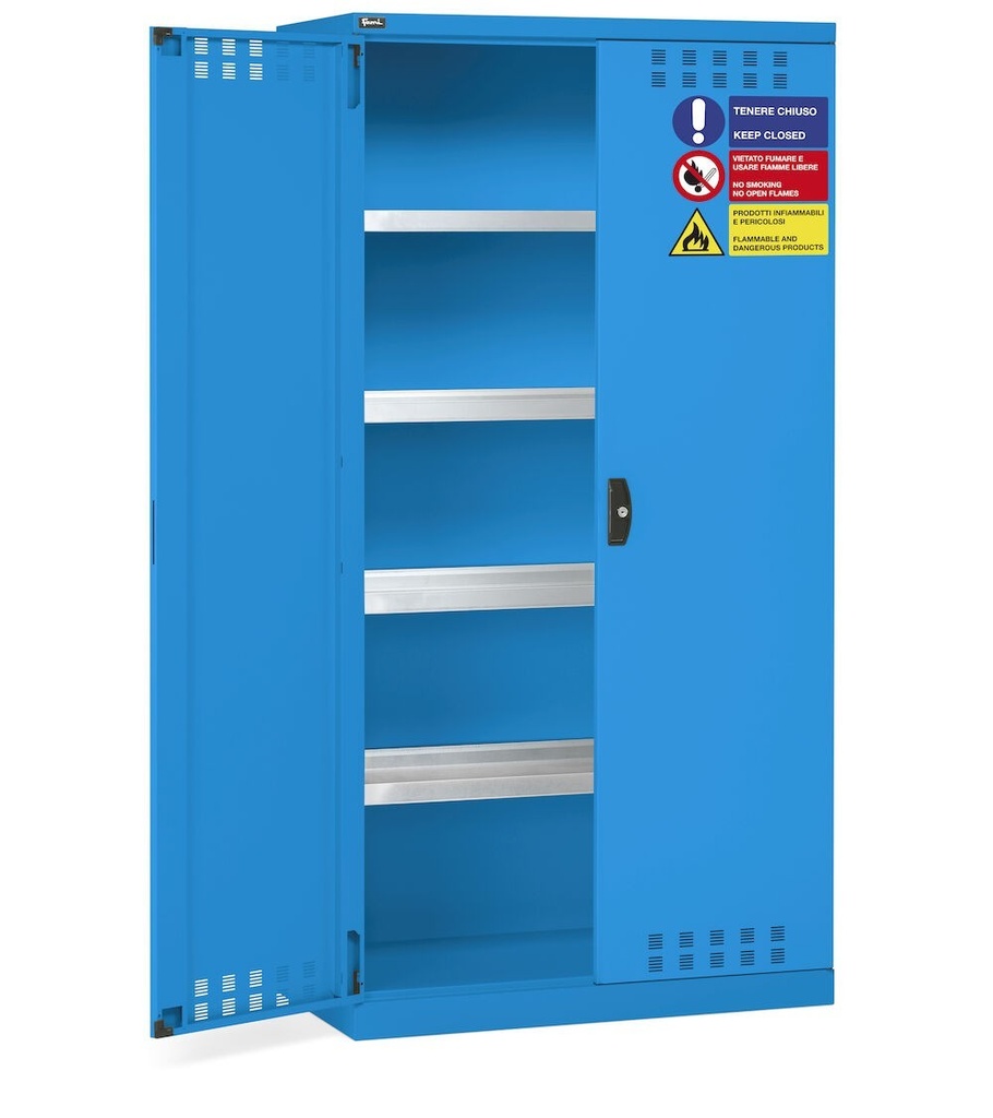 Armadio con porte a battente fessurate Perfom – 1023 × 555 × 2000 mm, Blu (RAL 5012) – foto 2