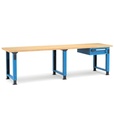 [MASTERWR3010] Banco con 1 cassetto 1x100 Work Master – H 765/1115 mm – 3000 × 750 × 765/1115 mm, Blu + Grigio antracite (RAL 5012+7016)