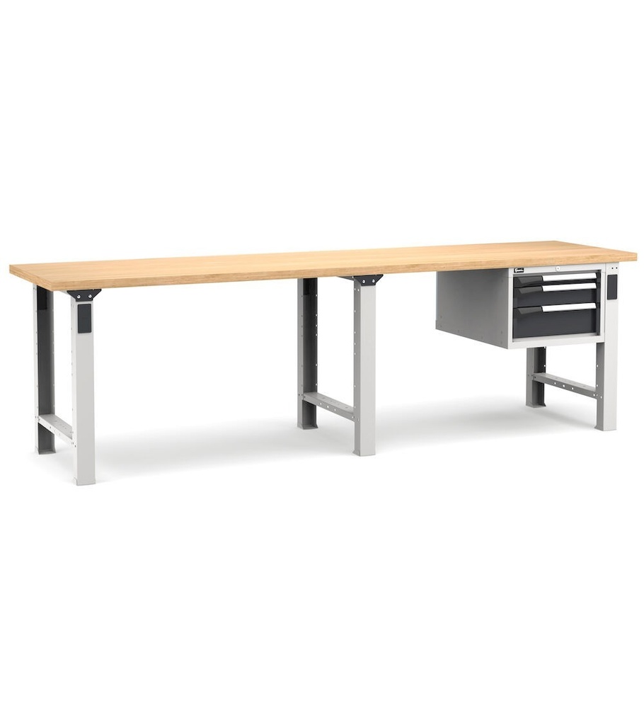 [MASTERWR3013] Banco con 3 cassetti 1x50 1x100 1x150 Work Master – H 890 mm – 3000 × 750 × 890 mm, Grigio chiaro + Grigio antracite (RAL 7035+7016)