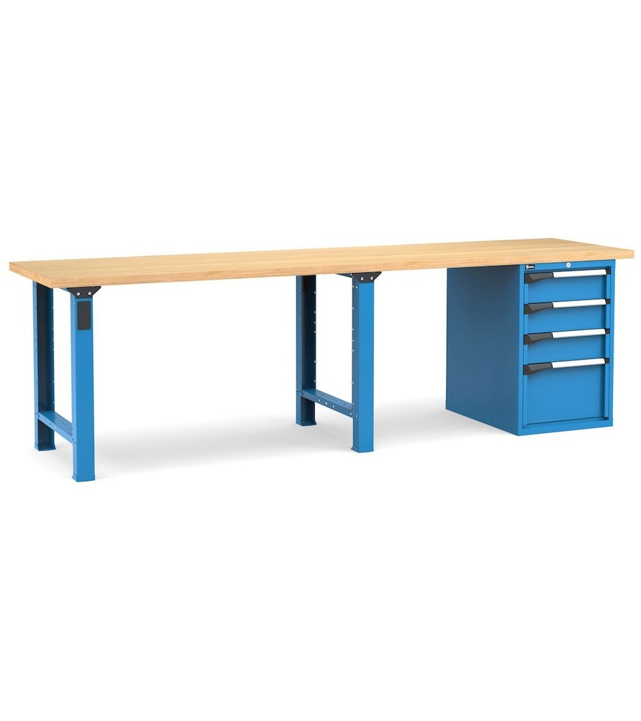 [MASTERWR3026] Banco con 4 cassetti 3x150 1x300 Work Master – H 890 mm – 3000 × 750 × 890 mm, Blu + Grigio antracite (RAL 5012+7016)