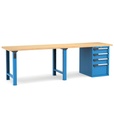 [MASTERWR3026] Banco con 4 cassetti 3x150 1x300 Work Master – H 890 mm – 3000 × 750 × 890 mm, Blu + Grigio antracite (RAL 5012+7016)