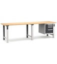 [MASTERWR3019] Banco con 4 cassetti 2x75 1x150 1x200 Work Master – H 890 mm – 3000 × 750 × 890 mm, Grigio chiaro + Grigio antracite (RAL 7035+7016)
