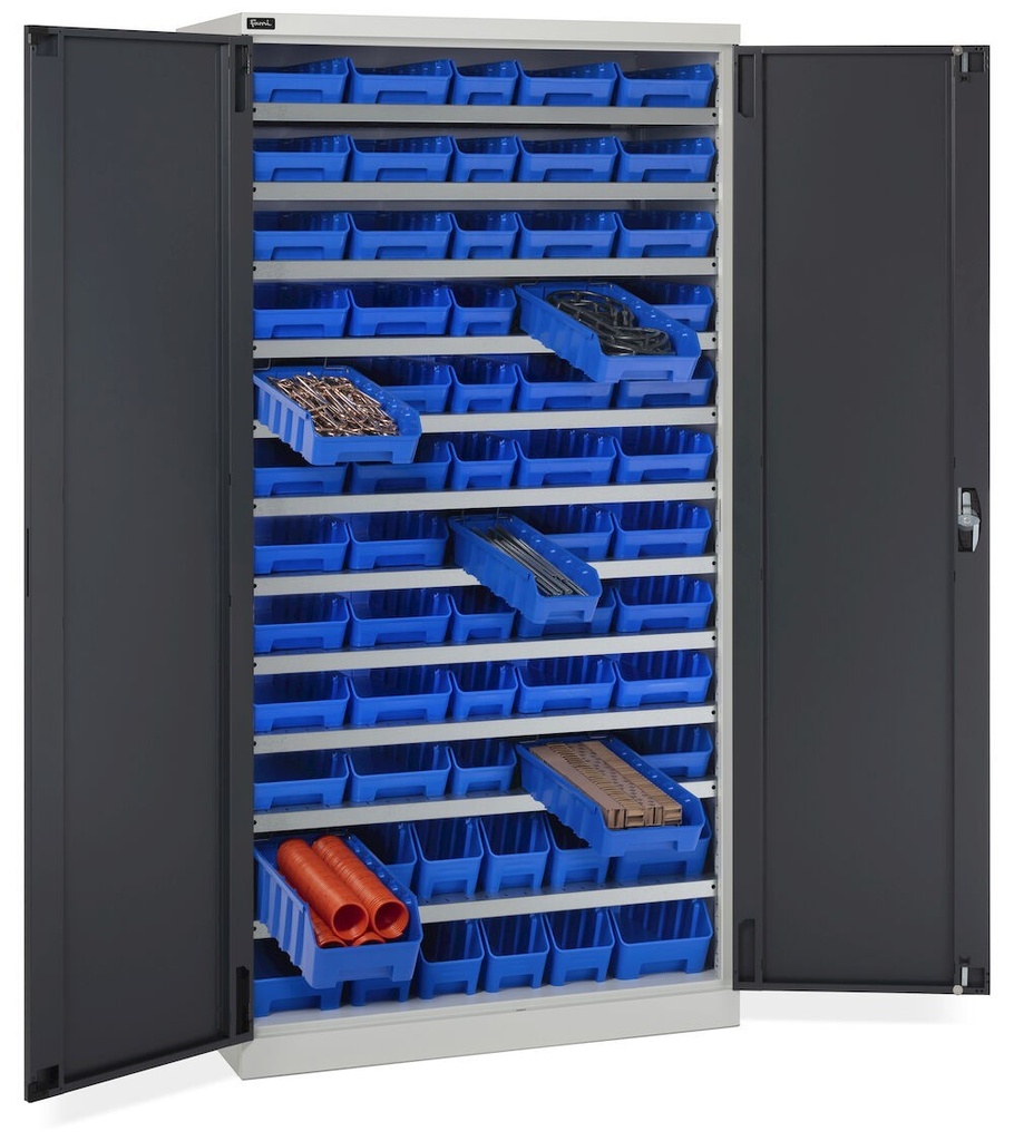 Armadio con porte a battente con 62 contenitori RK Box Air Perfom – H 2000 mm – Grigio chiaro + Grigio antracite (RAL 7035+7016) – foto 2